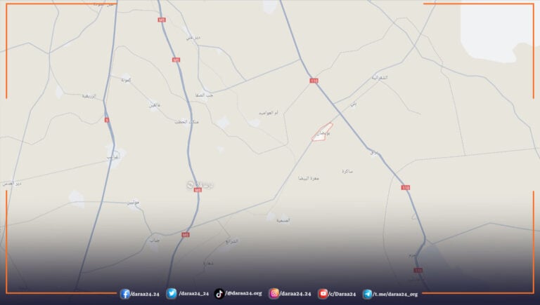 خريطة لشمال منطقة اللجاة، قرية بويضان اللجاة